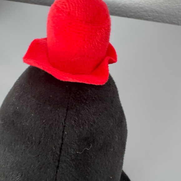 PET DOG Black White Penguin Plush Toy with Red Hat and Green Scarf.  New No Tags - Picture 5 of 6